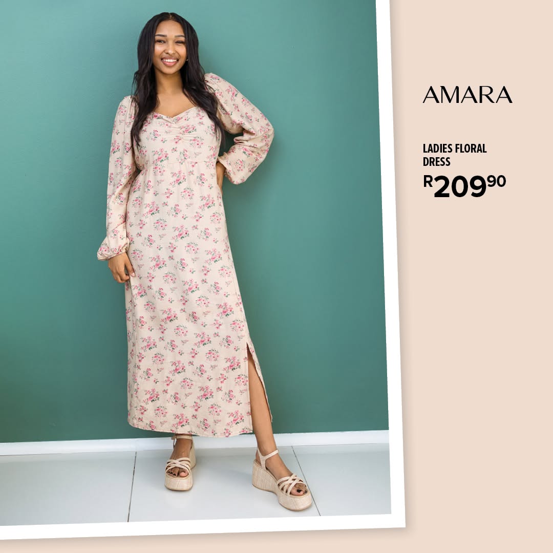 Amara ladies floral dress, R209.90